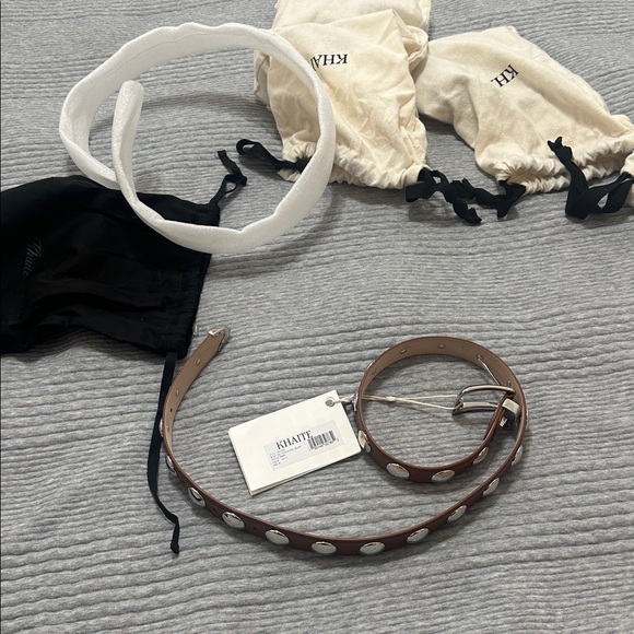 KHAITE Brown Leather Belt with Silver Accents - Picture 3 of 6